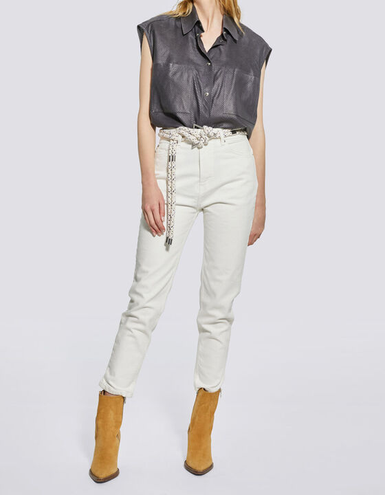 ACANTHI OVERSIZED SLEEVELESS LEATHER SHIRT